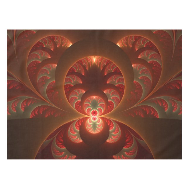 Nappe Abstrait lumineux rouge orange moderne Fractal (Devant (Horizontal))