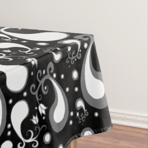 Nappe Abstrait noir et blanc Tulip Paisley Floral