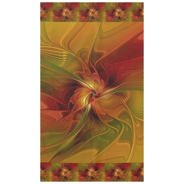 Nappe Abstrait Rouge Orange Brown Vert Fractal Art Flowe (Devant)