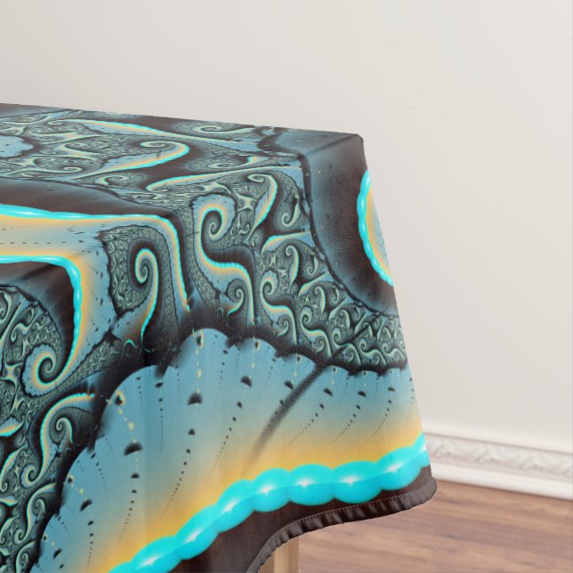 Nappe Abstraite spirale d'art fractal bleu turquoise ora (In Situ)