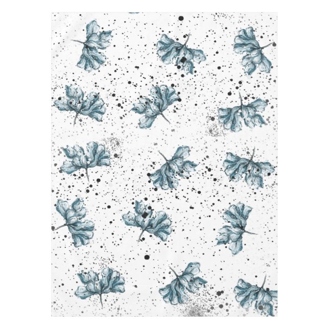 Nappe Acier peint à la main bleu Design floral (Devant)