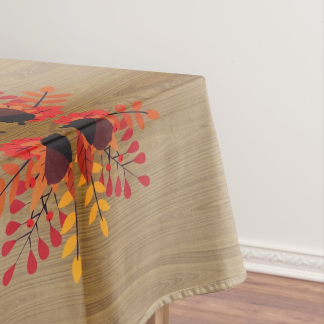 Nappe Acorns Autumn Orange Tan Tablecloth (In Situ)