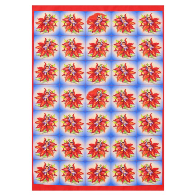 Nappe adorable elfe de Noël dans un poinsettia (Devant)