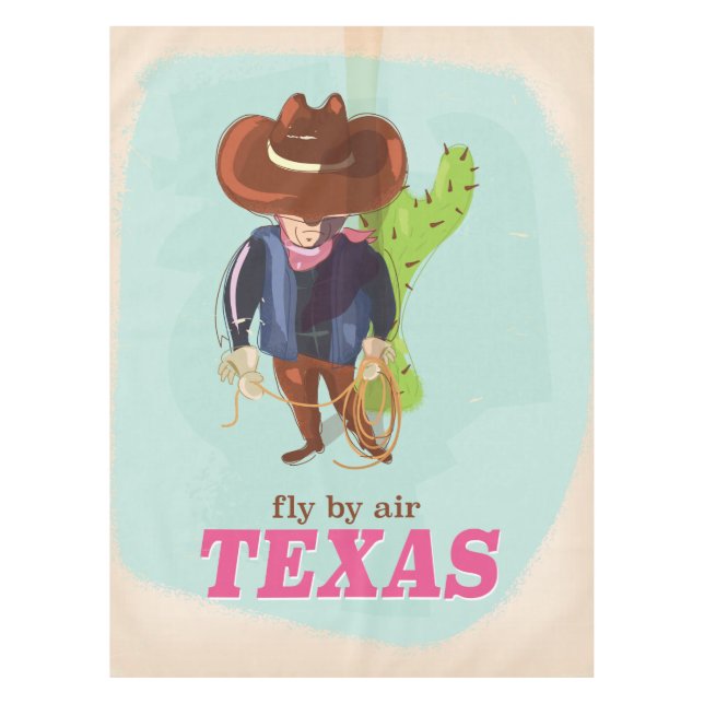 Nappe Affiche de voyage rétro de cow-boy du Texas (Devant)