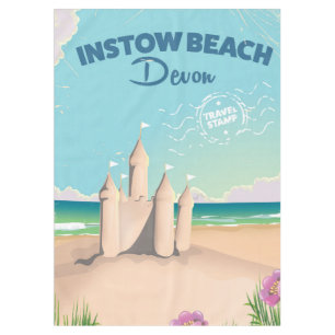 Nappe Affiche de voyage vintage de la plage d'Instow Dev