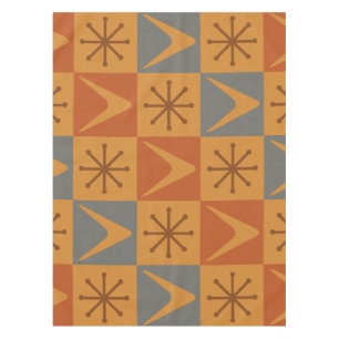 Nappe Âge atomique À damiers Boomerangs brûlés orange
