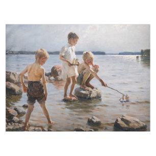 Nappe Albert Edelfeue - Les garçons jouent sur le rivage