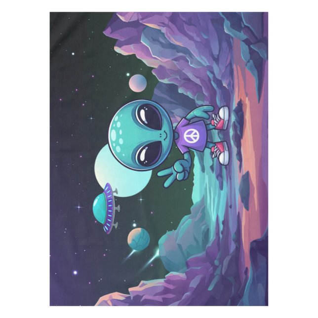 Nappe Alien de paix mignon et vaisseau spatial (Devant)