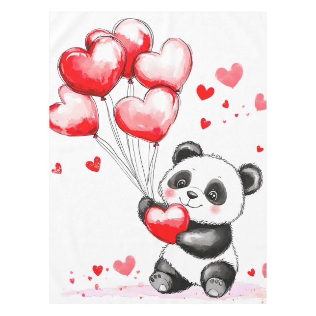 Nappe Amour de Panda Ballon dans l'Air (Devant)
