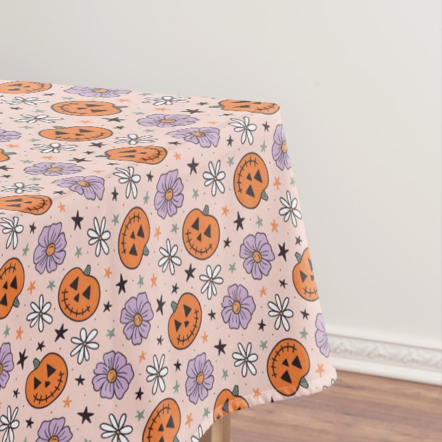 Nappe Amusants Citrouilles d'Halloween et Fleurs Motif (In Situ)