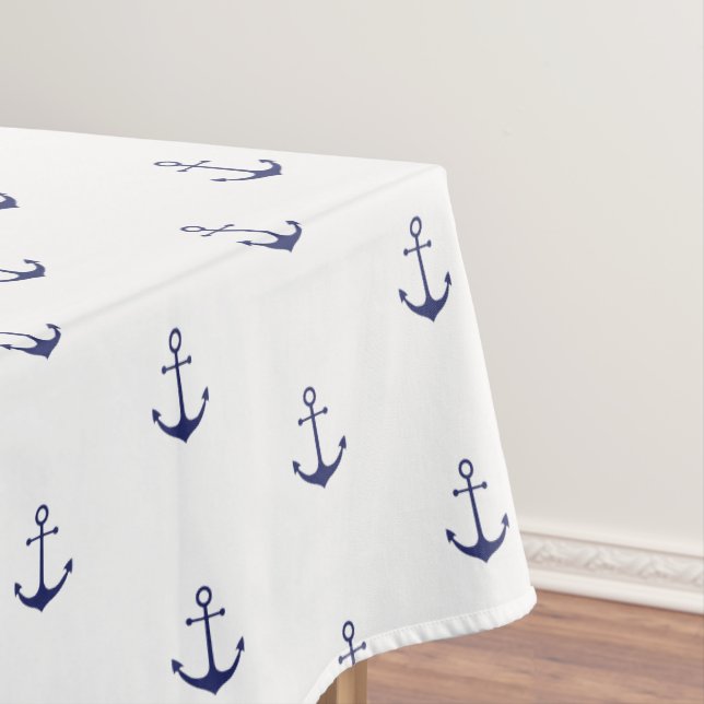 Nappe Ancrage nautique marine bleu & blanc motif bord de (In Situ)
