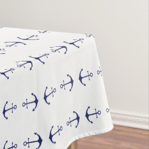 Nappe Ancrage nautique marine bleu & blanc motif moderne