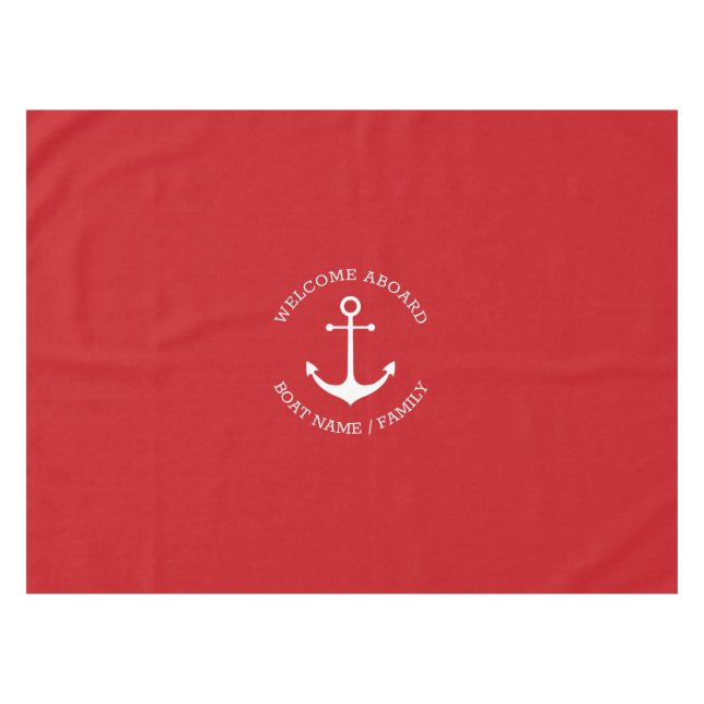 Nappe Ancrage nautique rouge Nom personnalisé Bienvenue  (Devant (Horizontal))