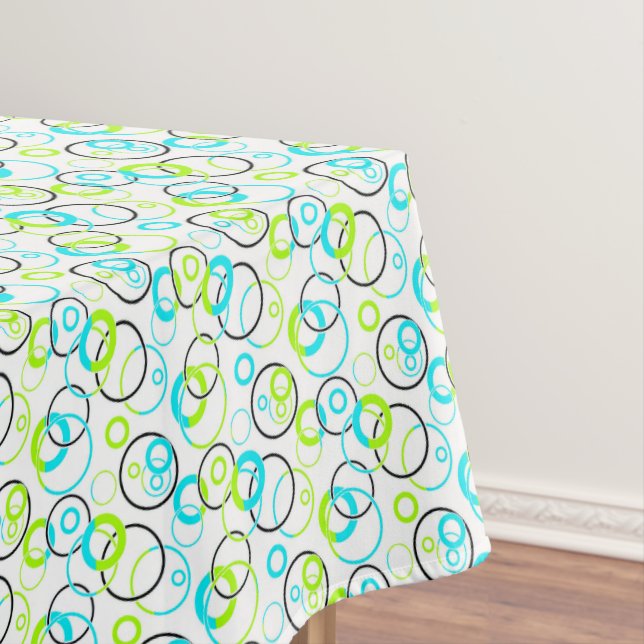 Nappe anneaux et cercles bleus, verts et noirs sur fond  (In Situ)
