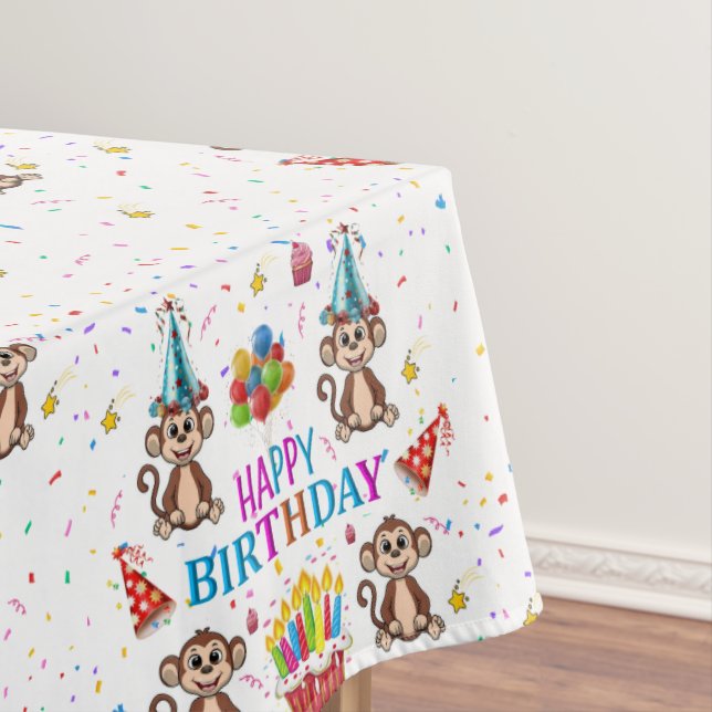 Nappe Anniversaire Singe Confettis Cupcake  (In Situ)