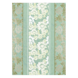 Nappe Antique dentelle Blanche vert de mer Floral