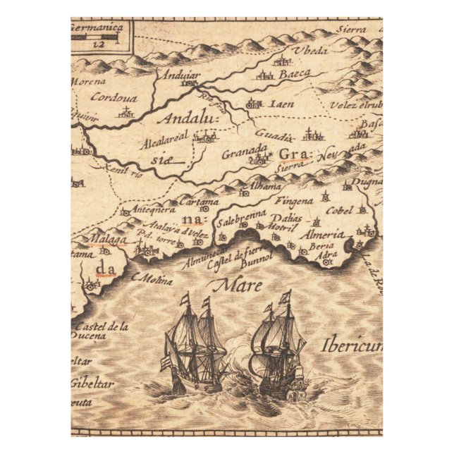 Nappe Antique vieille carte inspirée (3) (Devant)