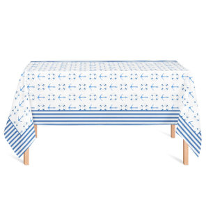 Nappe Aquarelle Ancre de bateau Lifebuoy Bordure striée