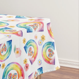 Nappe Aquarelle arc-en-ciel motif floral