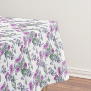 Nappe Aquarelle chrysanthème rose petites fleurs vert