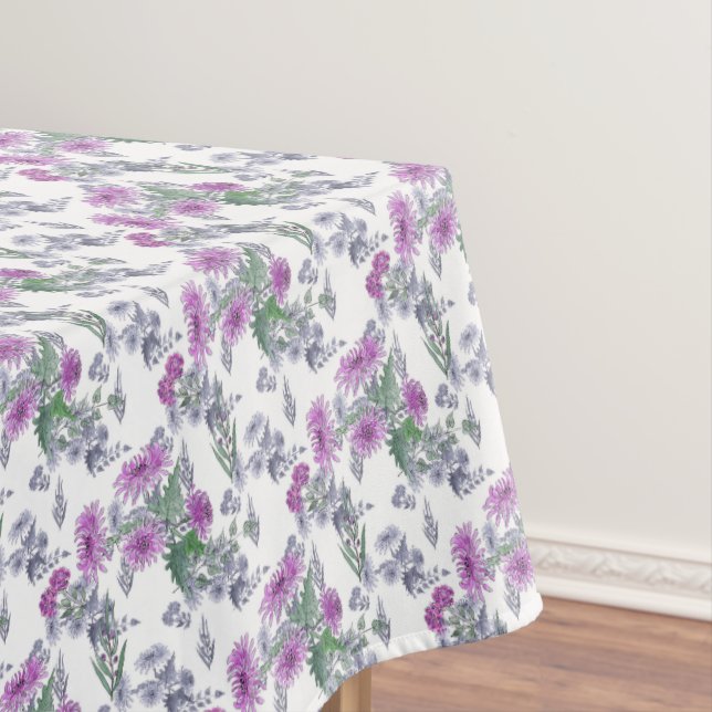 Nappe Aquarelle chrysanthème rose petites fleurs vert (In Situ)