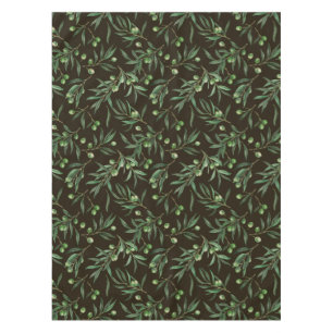 Nappe Aquarelle des branches d'olive en noir