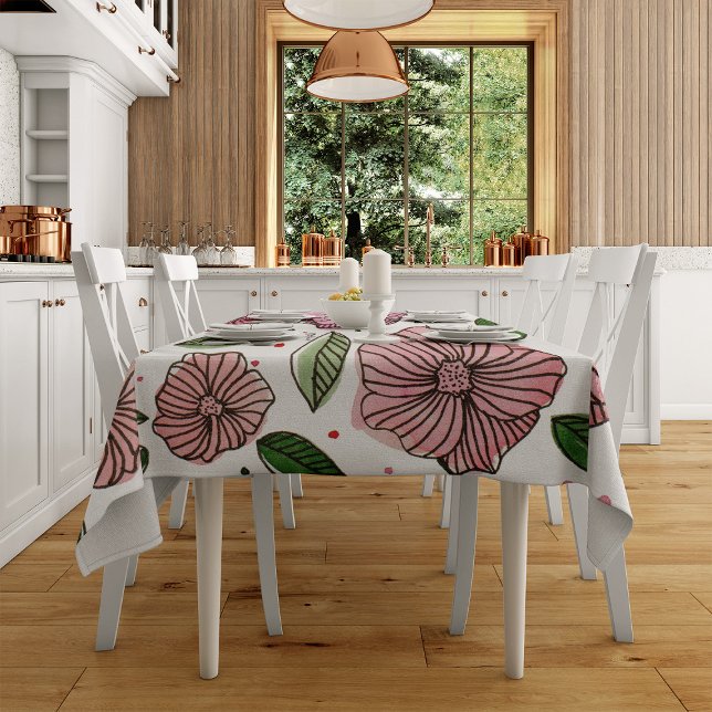 Nappe Aquarelle et fleurs d'encre - rose et vert (Créateur téléchargé)