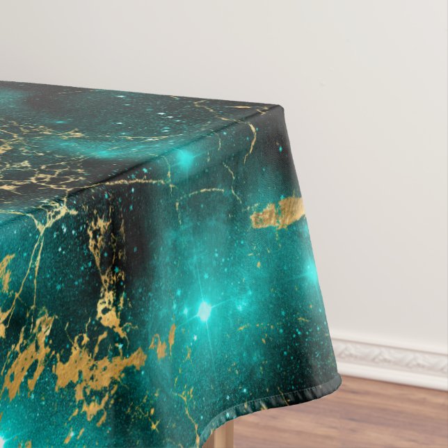 Nappe Aquarelle étonnante Galaxie de marbre vert et or (In Situ)