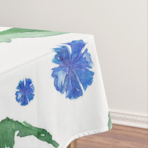 Nappe Aquarelle Fleurs de corail bleu