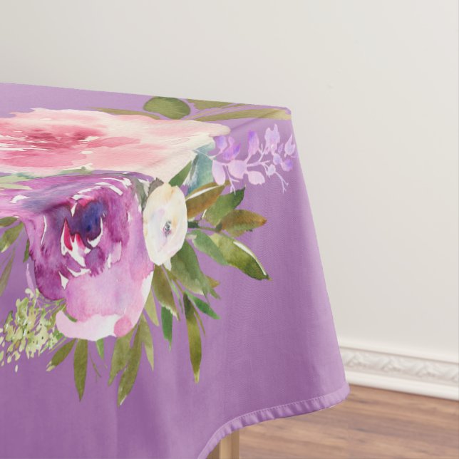 Nappe aquarelle florale rose violet jaune (In Situ)