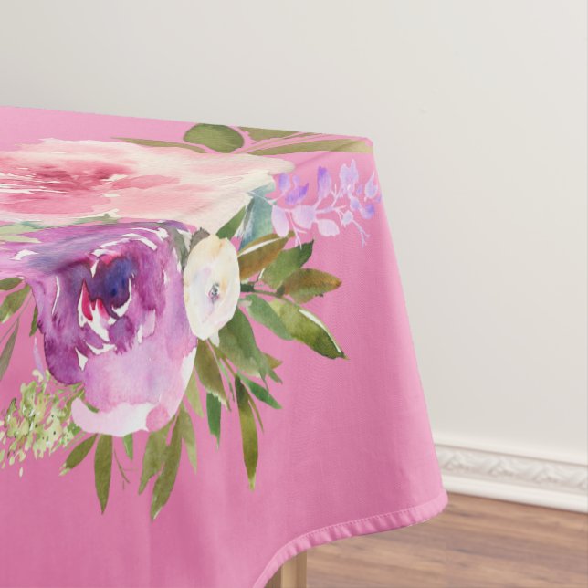Nappe aquarelle florale rose violet jaune (In Situ)
