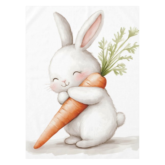 Nappe Aquarelle Fluffy Bunny Carrot Love (Devant)