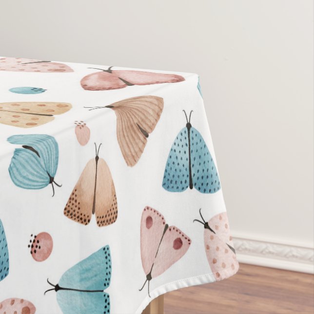 Nappe Aquarelle Girl Boho Blue Butterfly Moth Monogramme (In Situ)