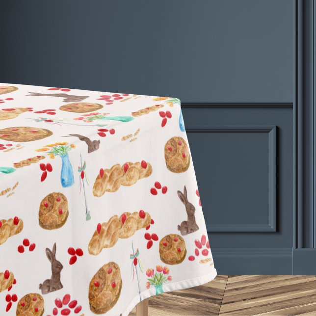 Nappe Aquarelle Grecque Pâques Nourriture Et Oeufs Rouge (Créateur téléchargé)