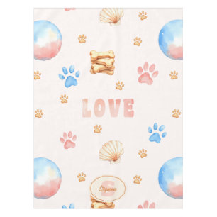 Nappe Aquarelle "LOVE" Design avec Empreintes de pattes