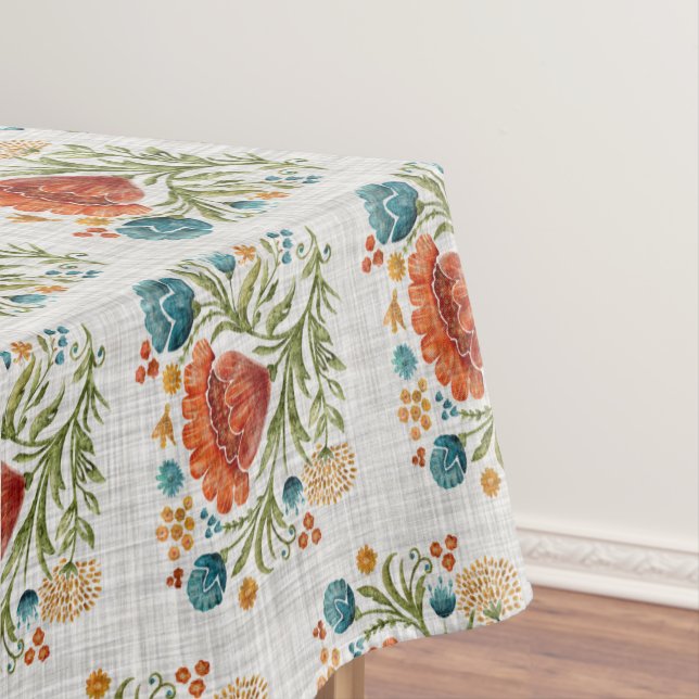 Nappe Aquarelle Moderne Fleur Motif Earthy Whimsical (In Situ)