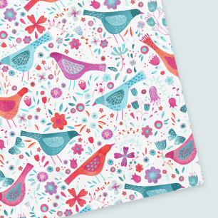 Nappe Aquarelle moderne Oiseaux et fleurs Peinture color