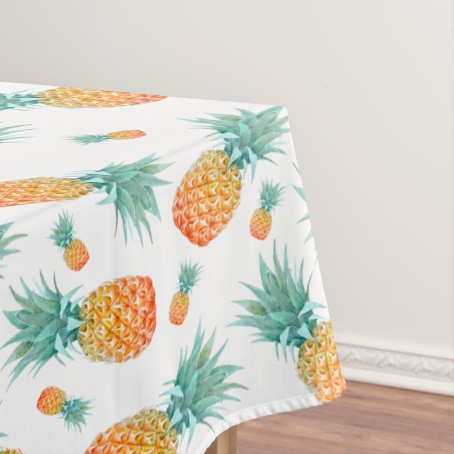 Nappe Aquarelle Motif d'ananas en blanc (In Situ)
