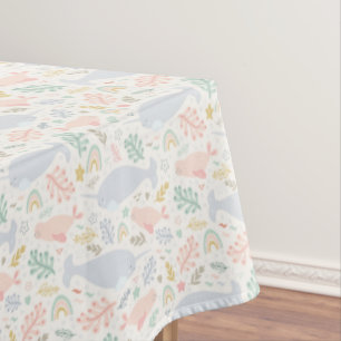 Nappe Aquarelle Narwhal et Motif de phoque