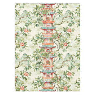 Nappe Aquarelle Pagode asiatique dans paysage verdoyant