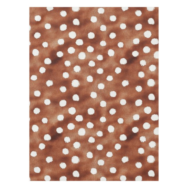 Nappe Aquarelle Pointe Polka dans Café Brown et blanc (Devant)