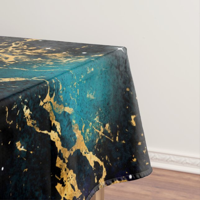 Nappe Aquarelle Rainbow & Black & Gold Marble Galaxy (In Situ)