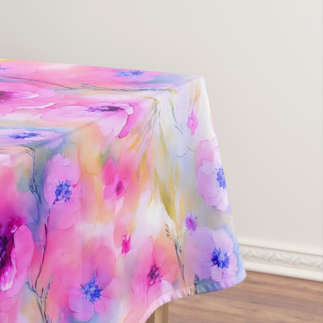 Nappe Aquarelle rose et bleu Floral Pays Français Dec (In Situ)