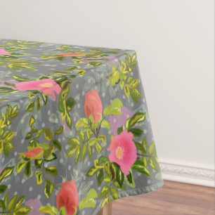 Nappe Aquarelle rose fleurs rose rétro fleurie botanique