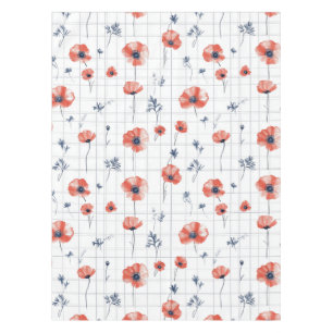 Nappe Aquarelle rouge Motif sur blanc