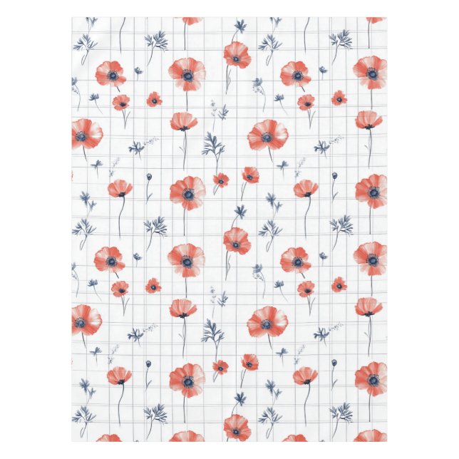 Nappe Aquarelle rouge Motif sur blanc (Devant)