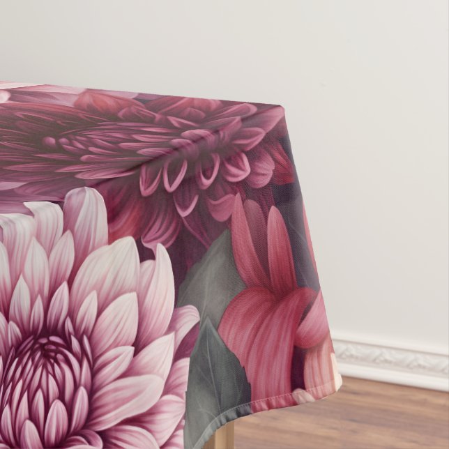 Nappe Aquarelle Rouge rose Dahlia Motif Design (In Situ)