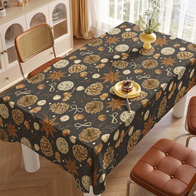 Nappe Aquarelle rustique Bois Pine Cônes Chute (Créateur téléchargé)
