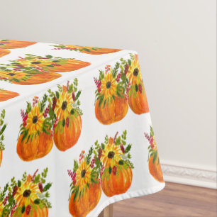 Nappe Aquarelle Tournesol Thanksgiving Citrouilles Autom