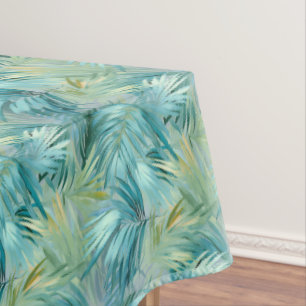 Nappe Aquarelle Tropical Blue Palm Leaf